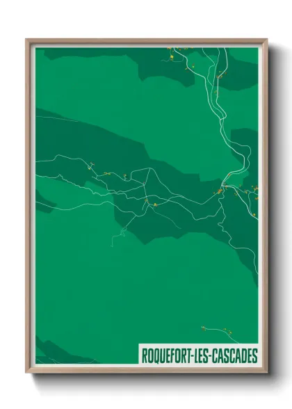 Une affiche de carte sur Roquefort-les-Cascades