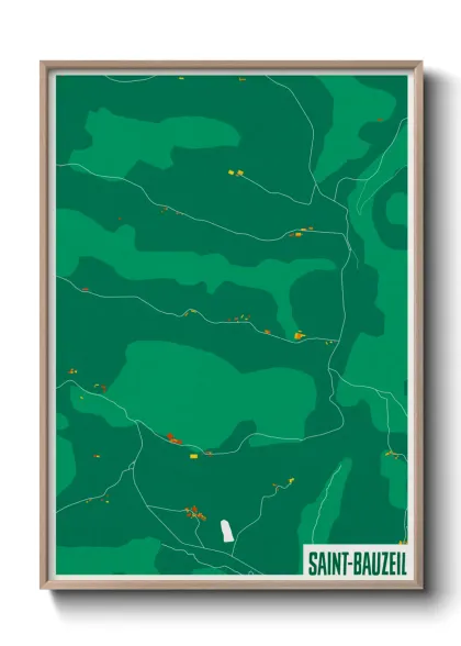 Une affiche de carte sur Saint-Bauzeil