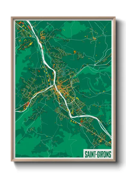 Une affiche de carte sur Saint-Girons