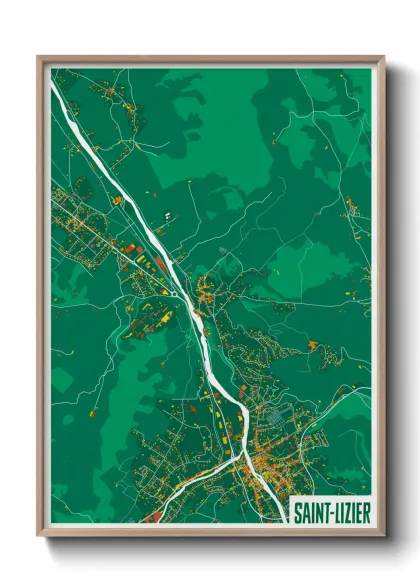 Une affiche de carte sur Saint-Lizier