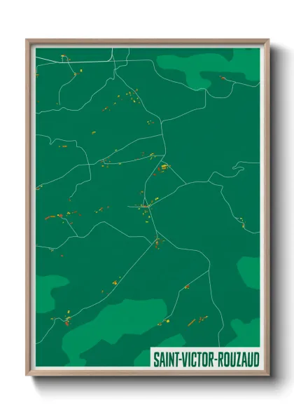 Une affiche de carte sur Saint-Victor-Rouzaud