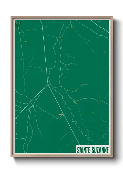 Une affiche de carte sur Sainte-Suzanne