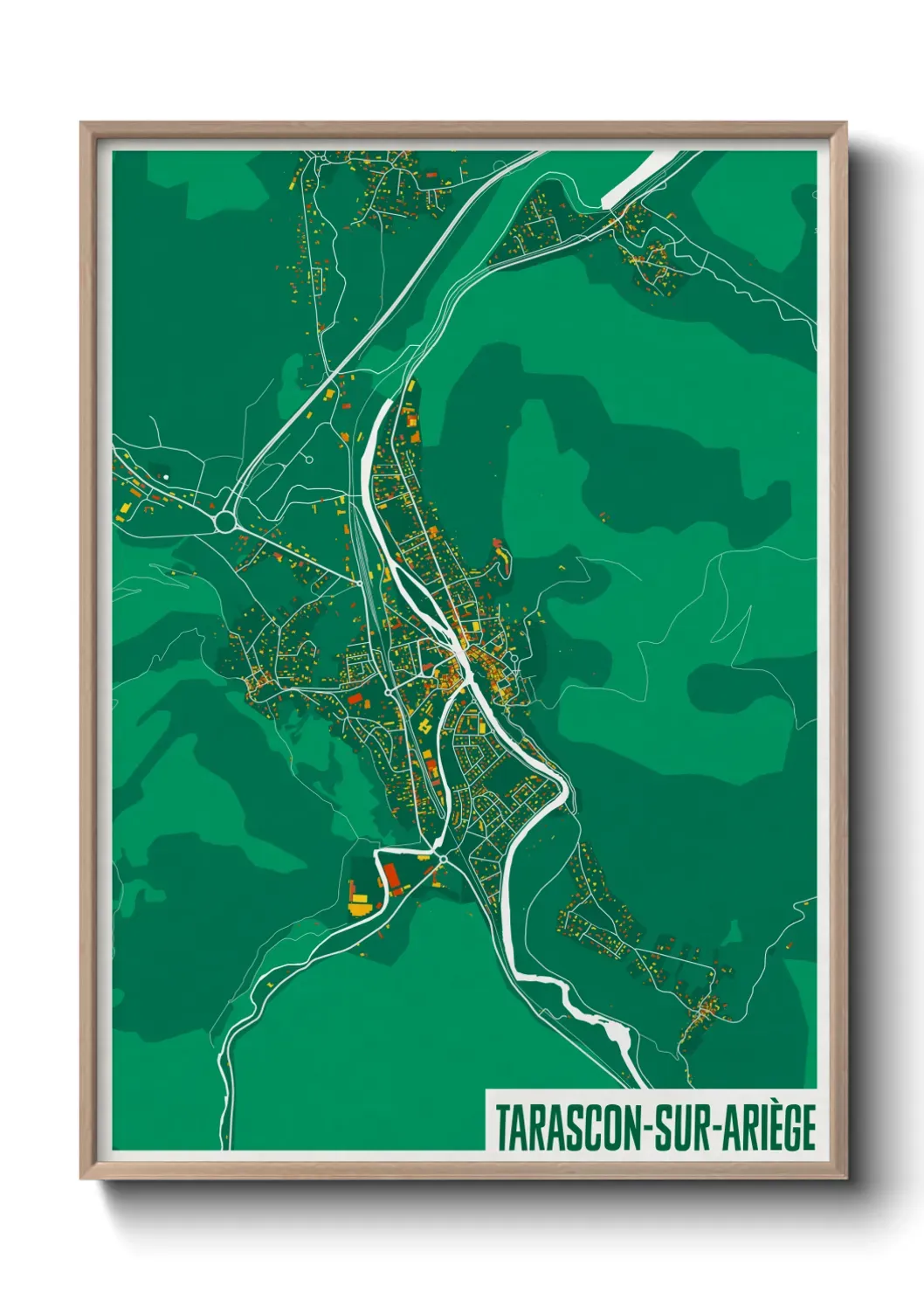 Un poster carte Tarascon-sur-Ariège