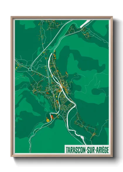 Une affiche de carte sur Tarascon-sur-Ariège