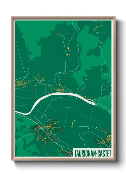 Une affiche de carte sur Taurignan-Castet