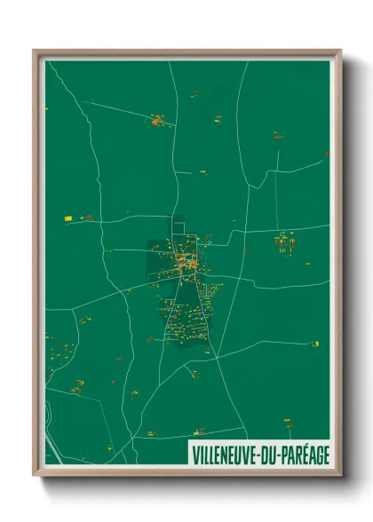 Une affiche de carte sur Villeneuve-du-Paréage