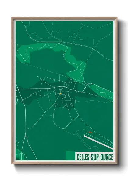Une affiche de carte sur Celles-sur-Ource