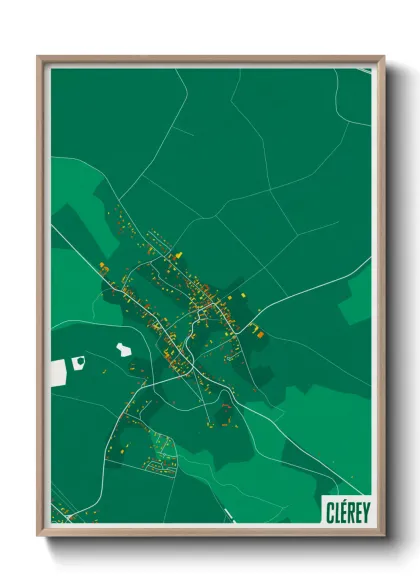 Une affiche de carte sur Clérey