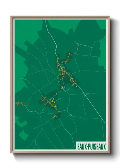 Une affiche de carte sur Eaux-Puiseaux