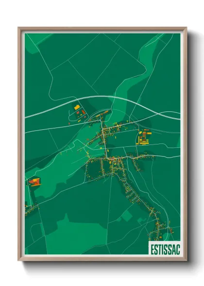 Une affiche de carte sur Estissac