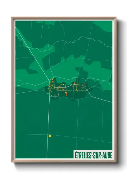 Une affiche de carte sur Étrelles-sur-Aube