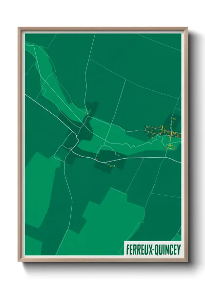 Une affiche de carte sur Ferreux-Quincey
