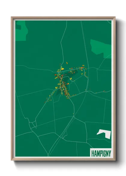 Une affiche de carte sur Hampigny