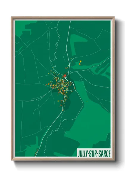 Une affiche de carte sur Jully-sur-Sarce