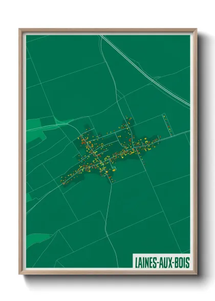 Une affiche de carte sur Laines-aux-Bois