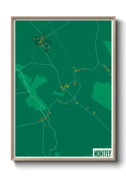 Une affiche de carte sur Montfey