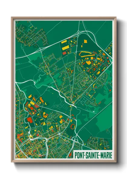 Une affiche de carte sur Pont-Sainte-Marie