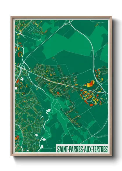 Une affiche de carte sur Saint-Parres-aux-Tertres