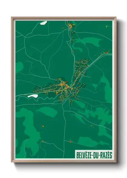 Une affiche de carte sur Belvèze-du-Razès