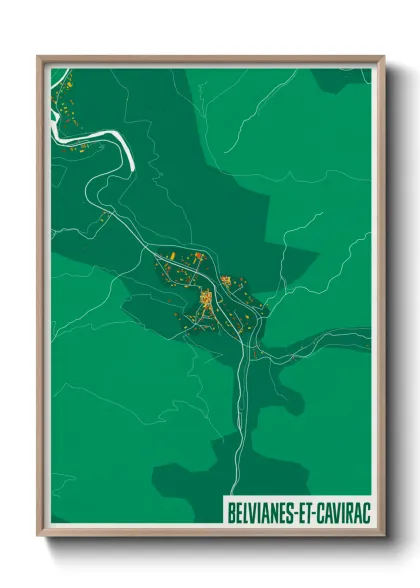Une affiche de carte sur Belvianes-et-Cavirac