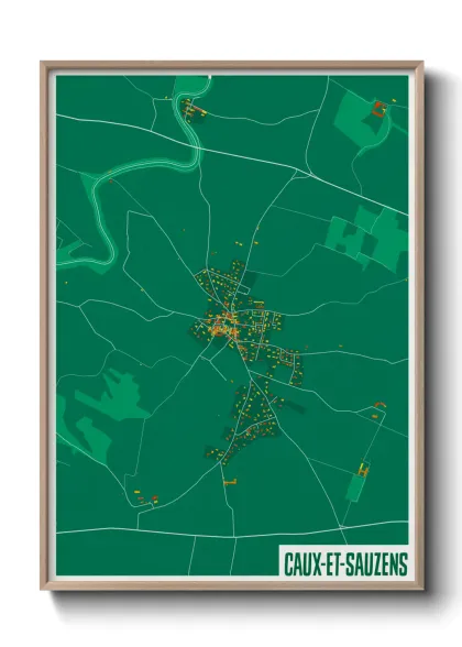 Une affiche de carte sur Caux-et-Sauzens