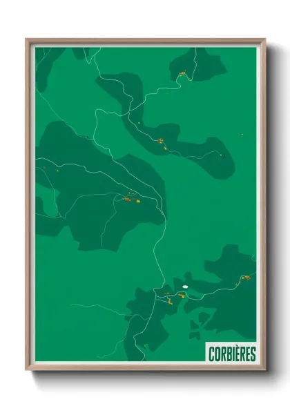 Une affiche de carte sur Corbières