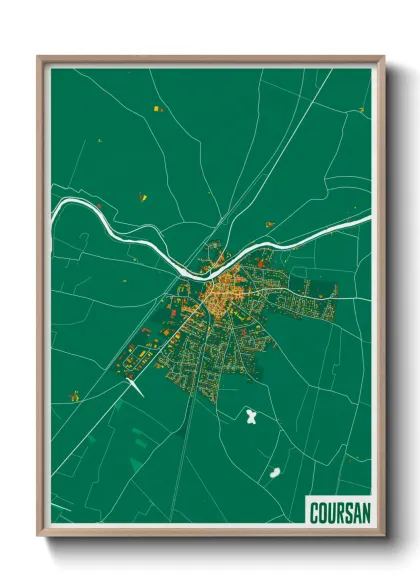 Une affiche de carte sur Coursan