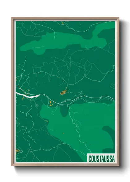 Une affiche de carte sur Coustaussa