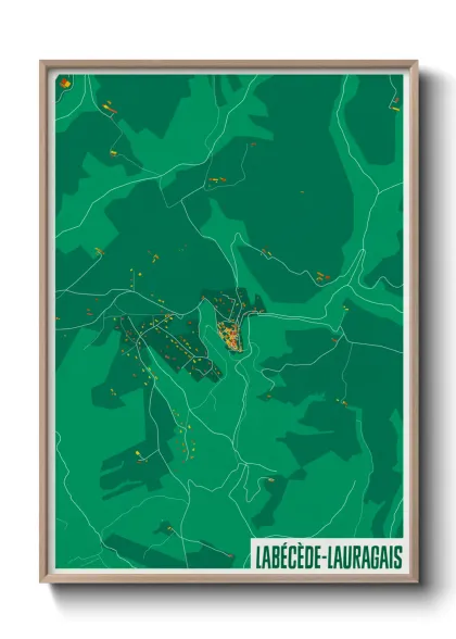 Une affiche de carte sur Labécède-Lauragais