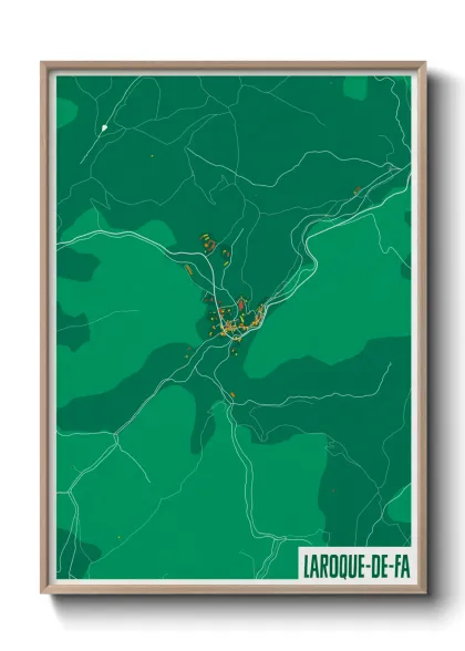 Une affiche de carte sur Laroque-de-Fa