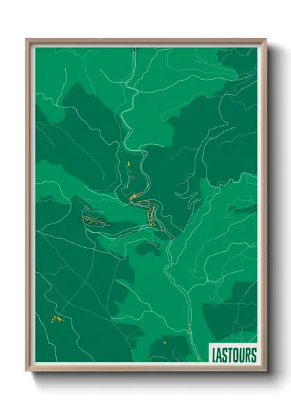 Une affiche de carte sur Lastours