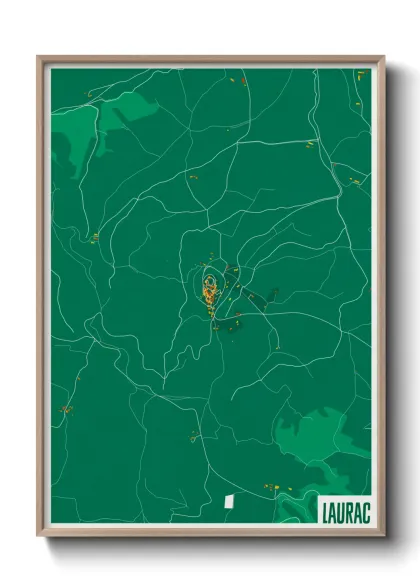 Une affiche de carte sur Laurac