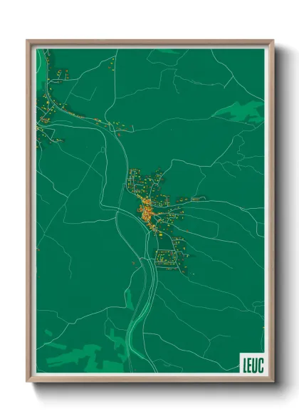 Une affiche de carte sur Leuc