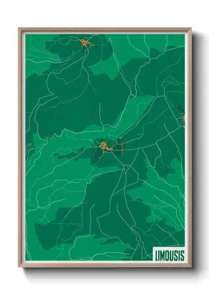 Une affiche de carte sur Limousis