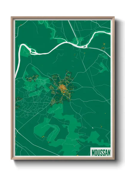 Une affiche de carte sur Moussan