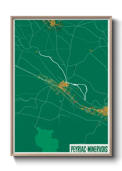 Une affiche de carte sur Peyriac-Minervois