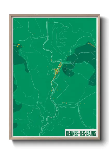 Une affiche de carte sur Rennes-les-Bains