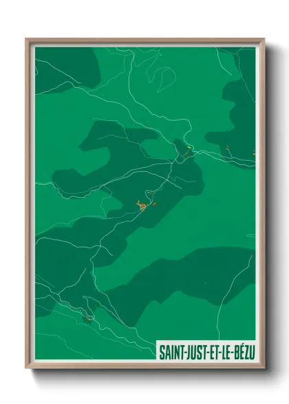 Une affiche de carte sur Saint-Just-et-le-Bézu