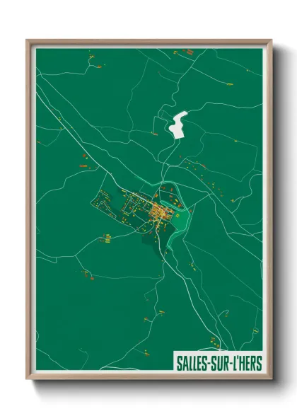 Une affiche de carte sur Salles-sur-l'Hers