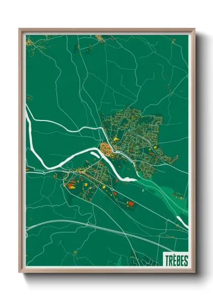 Une affiche de carte sur Trèbes