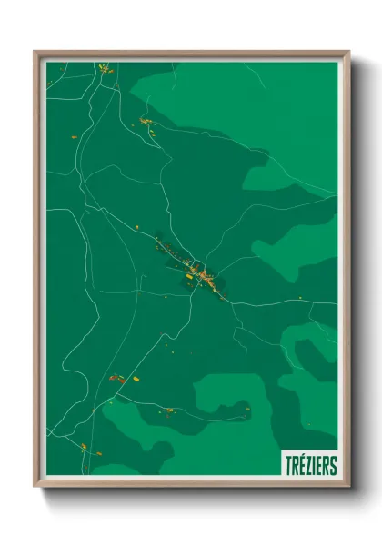 Une affiche de carte sur Tréziers