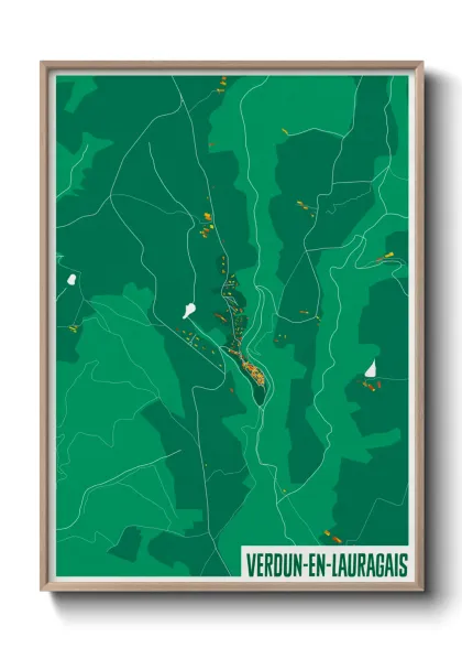Une affiche de carte sur Verdun-en-Lauragais
