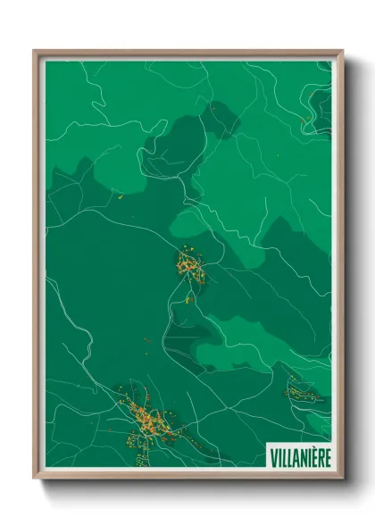 Une affiche de carte sur Villanière