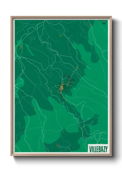 Une affiche de carte sur Villebazy