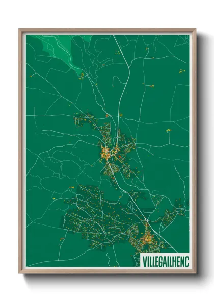 Une affiche de carte sur Villegailhenc