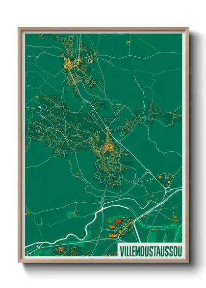Une affiche de carte sur Villemoustaussou