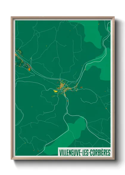 Une affiche de carte sur Villeneuve-les-Corbières