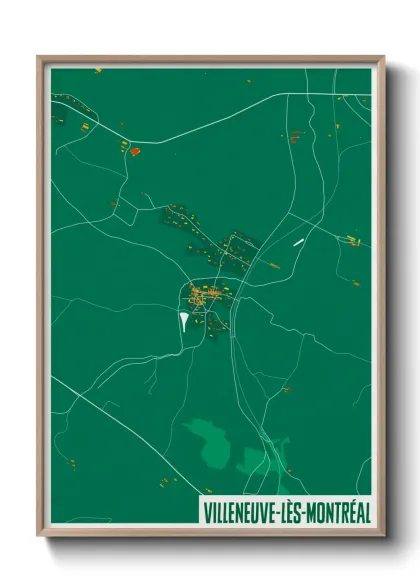 Une affiche de carte sur Villeneuve-lès-Montréal