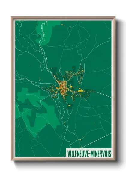 Une affiche de carte sur Villeneuve-Minervois