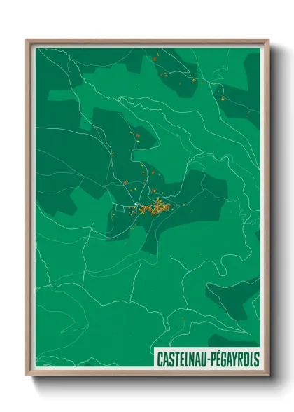 Une affiche de carte sur Castelnau-Pégayrols